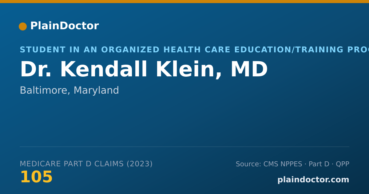 Shareable card for Kendall Klein, MD - Student in an Organized Health Care Education/Training Program, Baltimore, MD