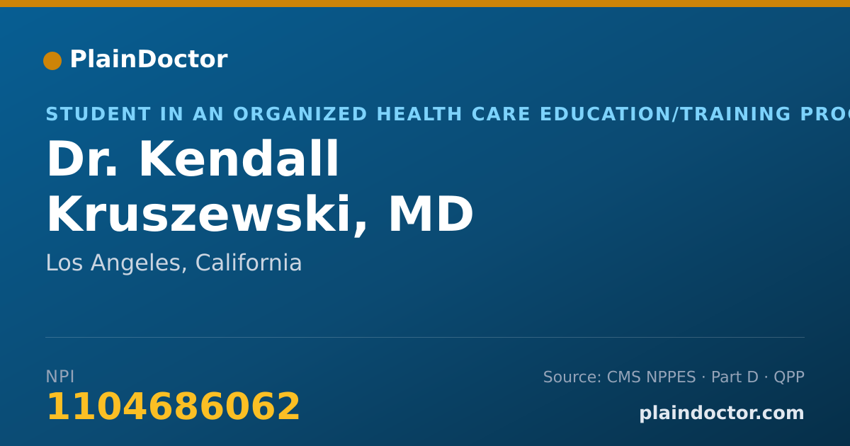 Shareable card for Kendall Kruszewski, MD - Student in an Organized Health Care Education/Training Program, Los Angeles, CA