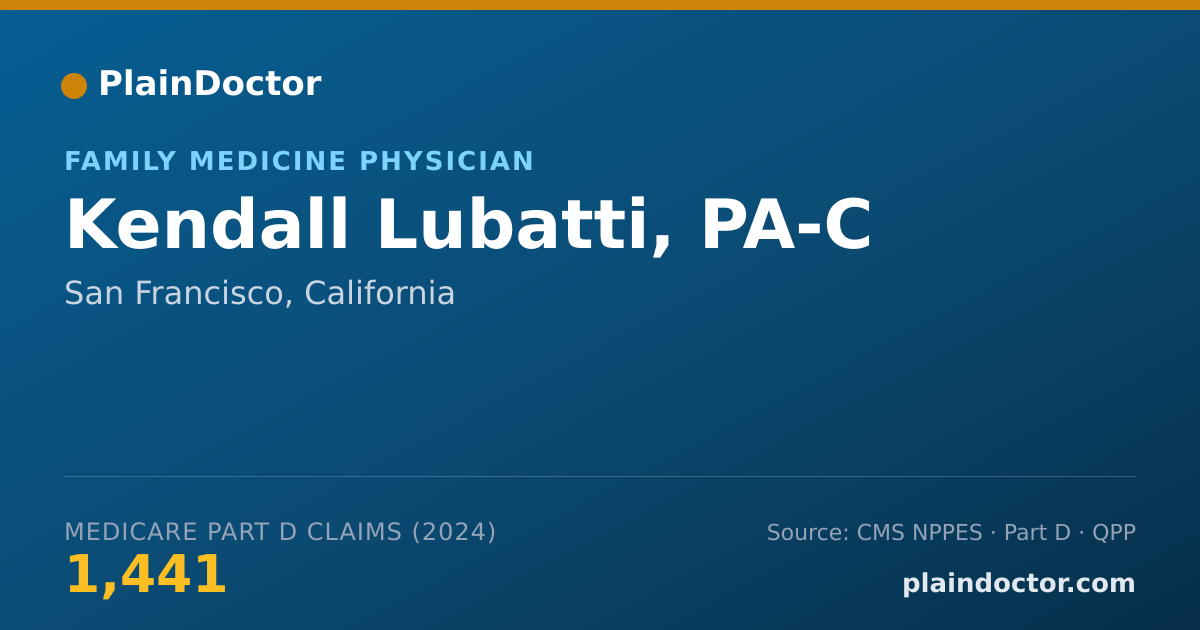 Shareable card for Kendall Lubatti, PA-C - Family Medicine Physician, San Francisco, CA