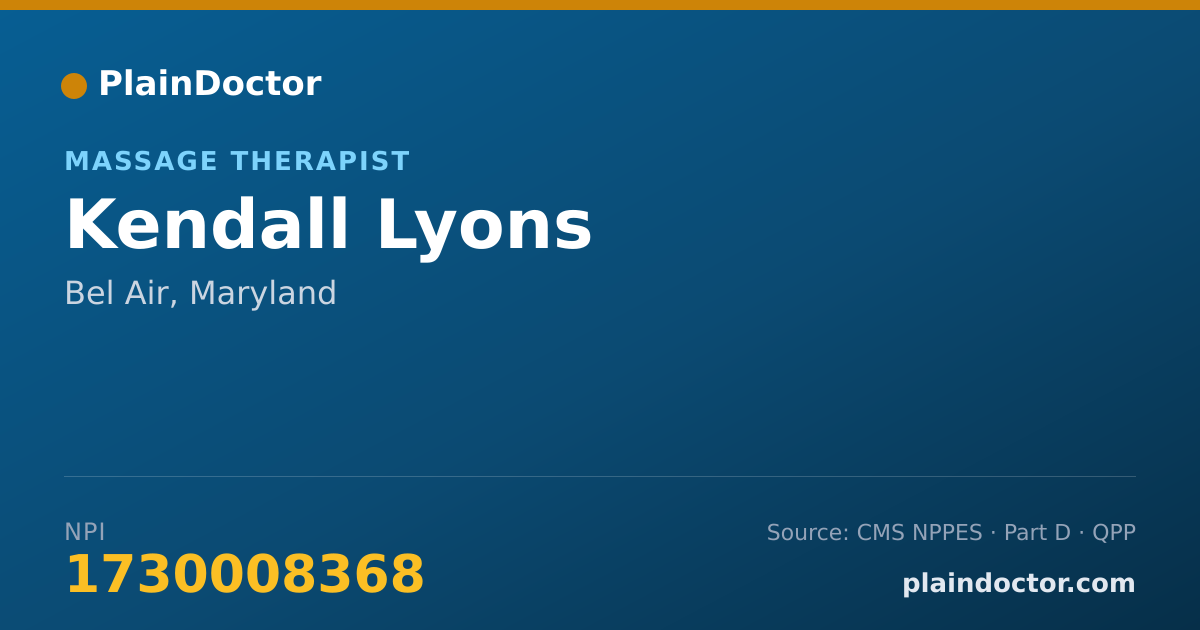 Shareable card for Kendall Lyons - Massage Therapist, Bel Air, MD