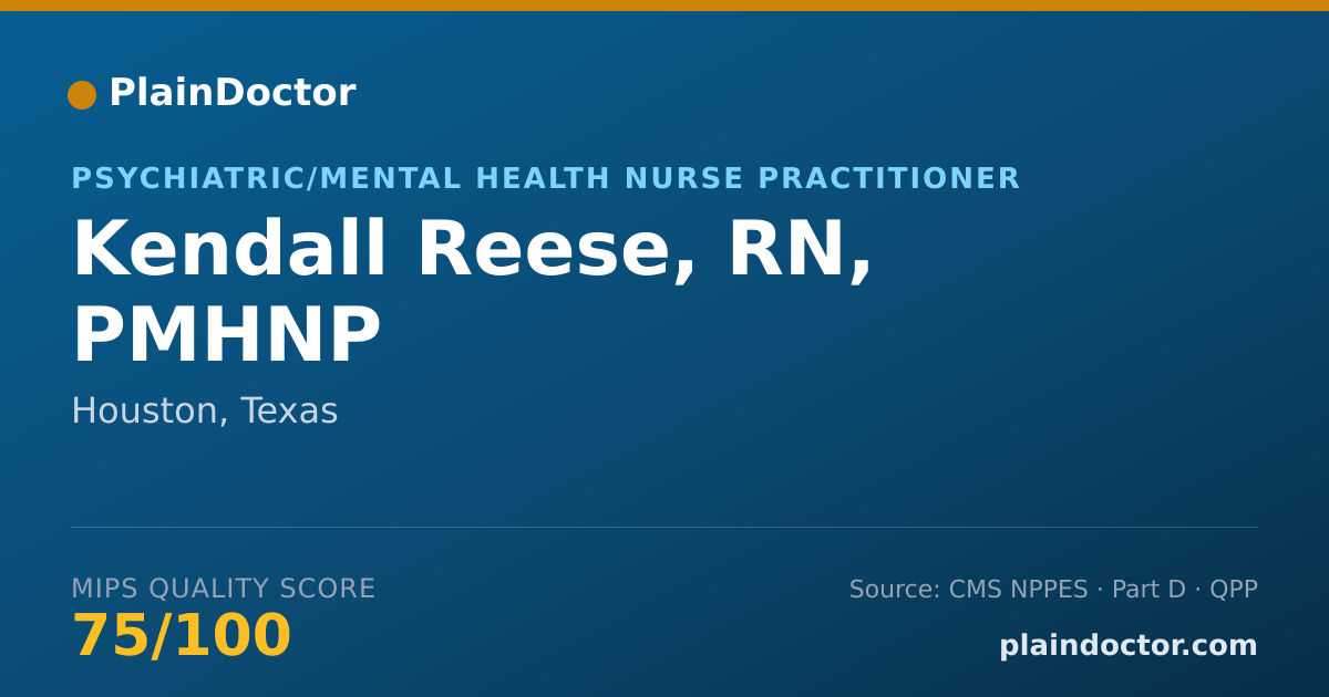 Shareable card for Kendall Reese, RN, PMHNP - Psychiatric/Mental Health Nurse Practitioner, Houston, TX