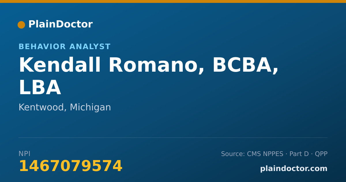 Shareable card for Kendall Romano, BCBA, LBA - Behavior Analyst, Kentwood, MI