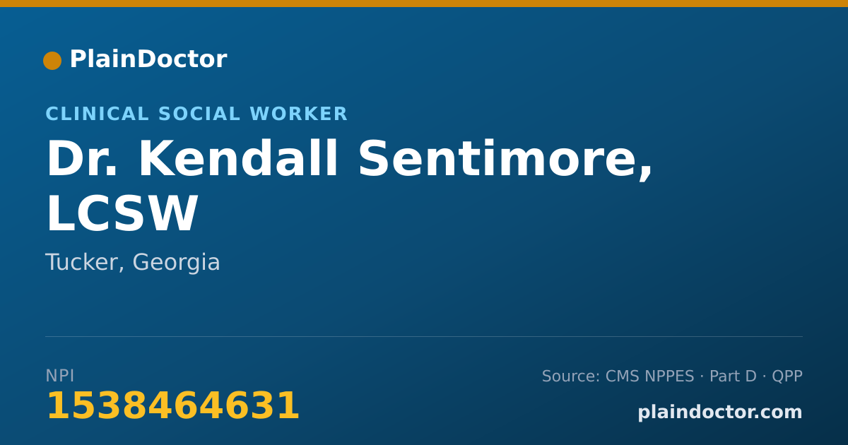 Shareable card for Kendall Sentimore, LCSW - Clinical Social Worker, Tucker, GA