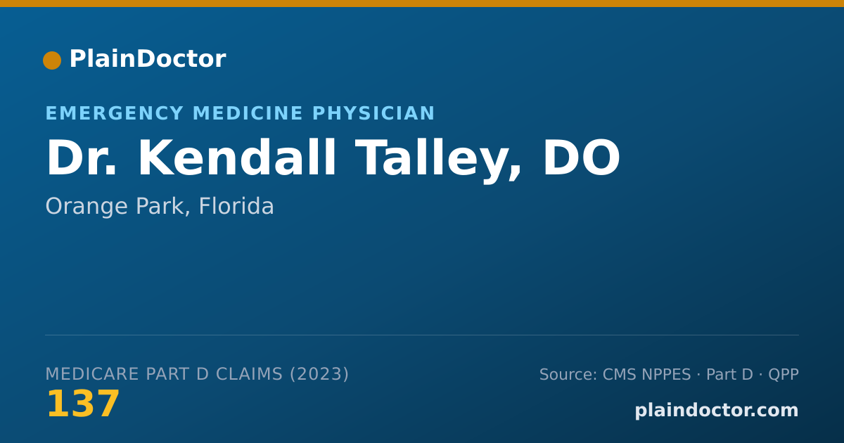 Shareable card for Kendall Talley, DO - Emergency Medicine Physician, Orange Park, FL