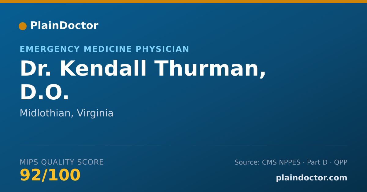 Shareable card for Kendall Thurman, D.O. - Emergency Medicine Physician, Midlothian, VA