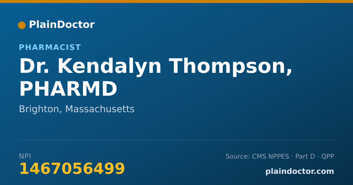 Shareable card for Kendalyn Thompson, PHARMD - Pharmacist, Brighton, MA