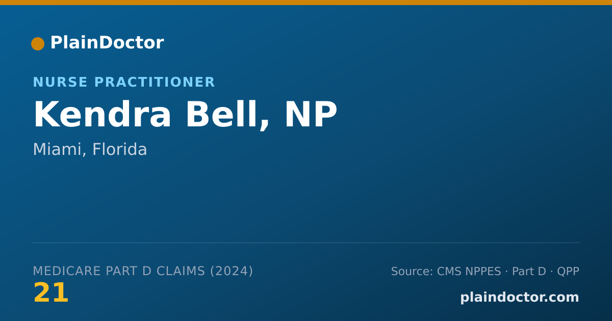 Shareable card for Kendra Bell, NP - Nurse Practitioner, Miami, FL