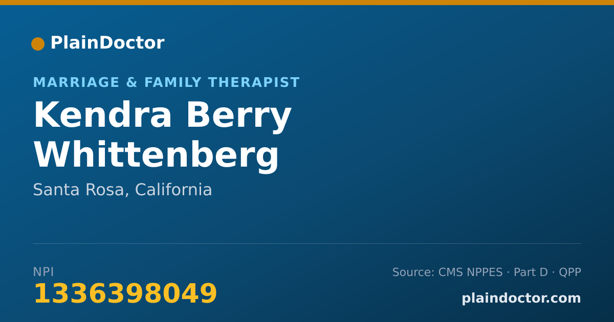 Shareable card for Kendra Berry Whittenberg - Marriage & Family Therapist, Santa Rosa, CA