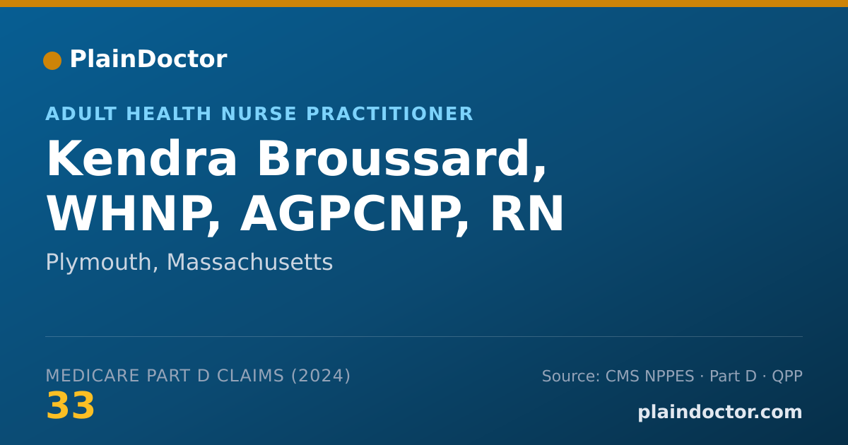 Shareable card for Kendra Broussard, WHNP, AGPCNP, RN - Adult Health Nurse Practitioner, Plymouth, MA