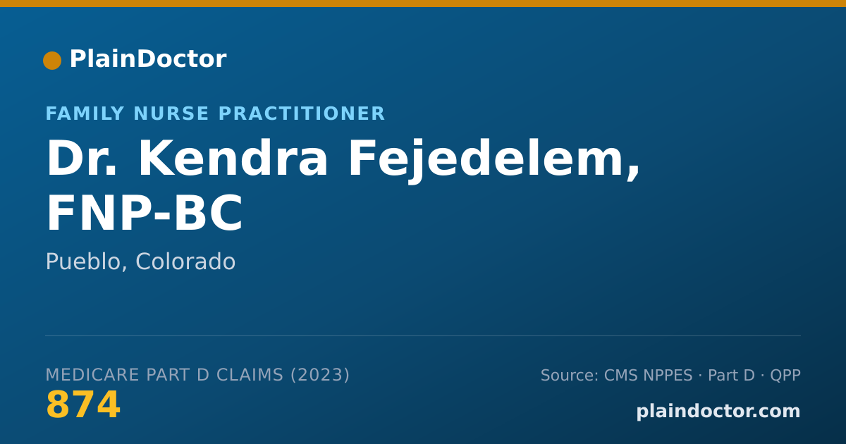 Shareable card for Kendra Fejedelem, FNP-BC - Family Nurse Practitioner, Pueblo, CO