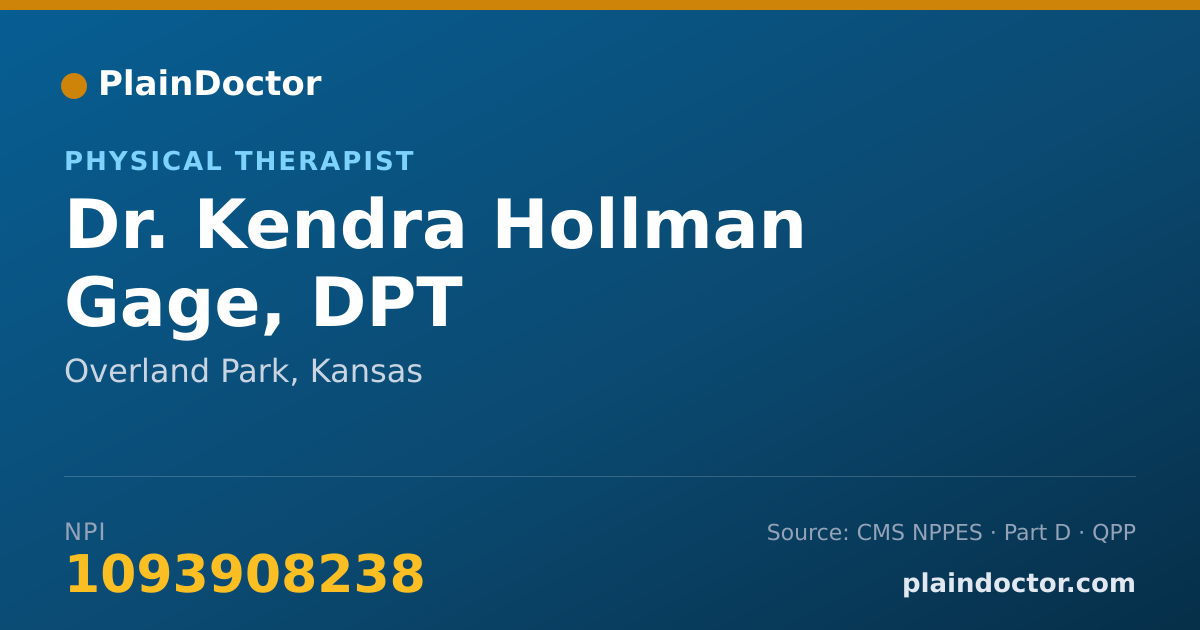 Shareable card for Kendra Hollman Gage, DPT - Physical Therapist, Overland Park, KS