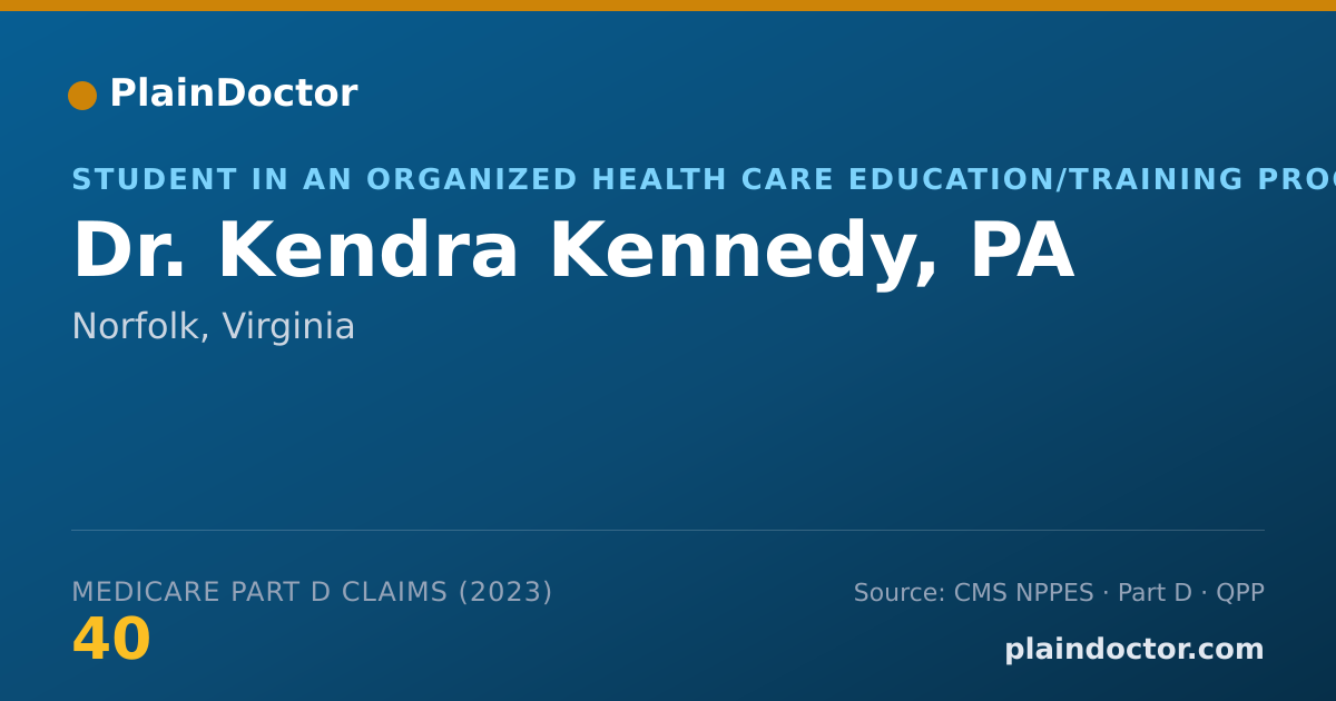 Shareable card for Kendra Kennedy, PA - Student in an Organized Health Care Education/Training Program, Norfolk, VA