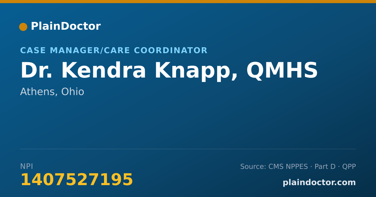 Shareable card for Kendra Knapp, QMHS - Case Manager/Care Coordinator, Athens, OH