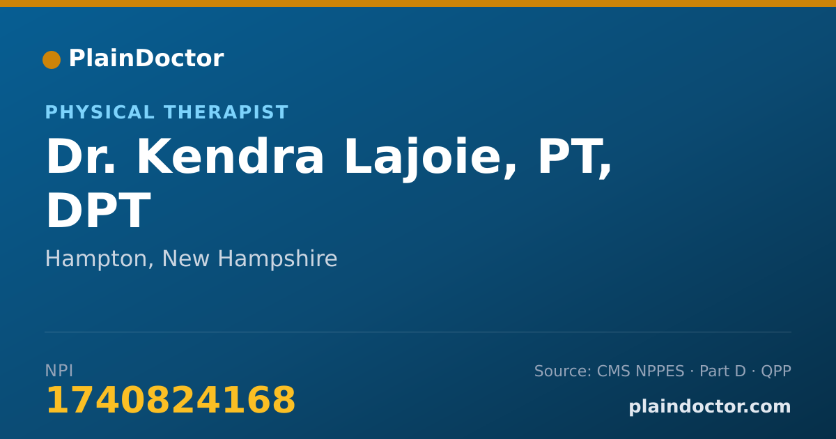 Shareable card for Kendra Lajoie, PT, DPT - Physical Therapist, Hampton, NH