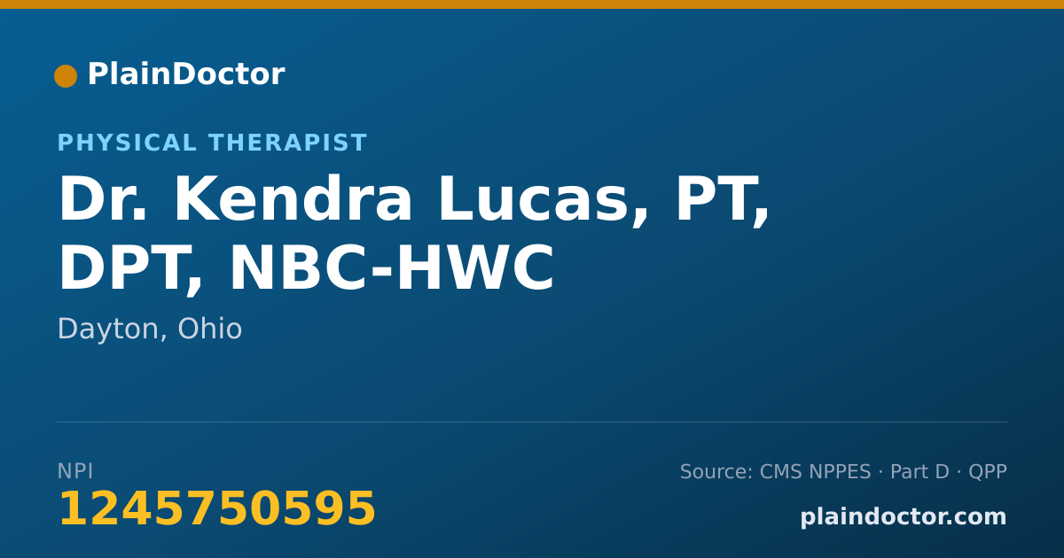 Shareable card for Kendra Lucas, PT, DPT, NBC-HWC - Health & Wellness Coach, Dayton, OH