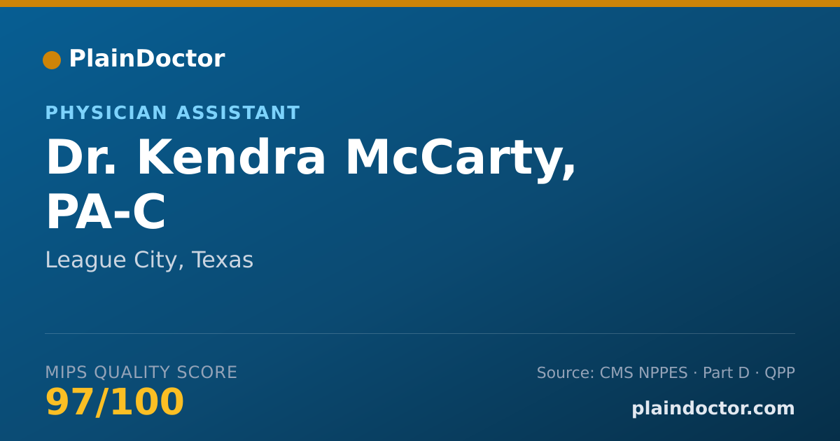 Shareable card for Kendra McCarty, PA-C - Physician Assistant, League City, TX