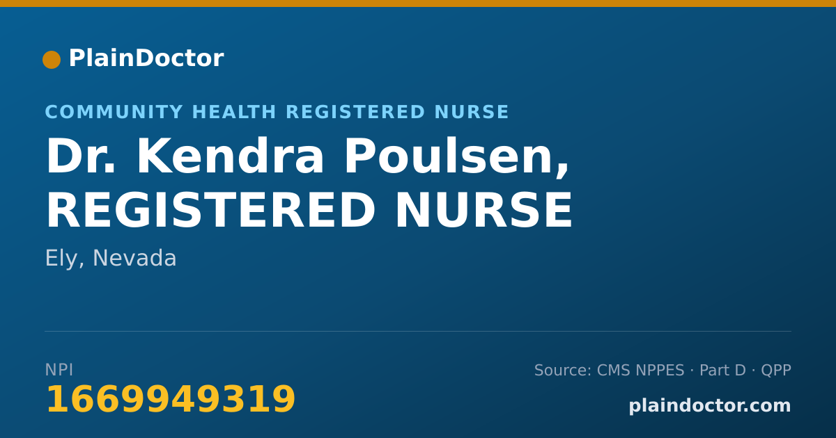 Shareable card for Kendra Poulsen, REGISTERED NURSE - Community Health Registered Nurse, Ely, NV