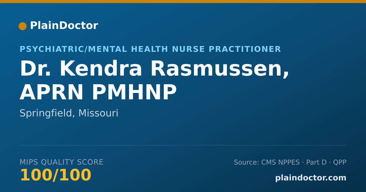 Shareable card for Kendra Rasmussen, APRN PMHNP - Psychiatric/Mental Health Nurse Practitioner, Springfield, MO