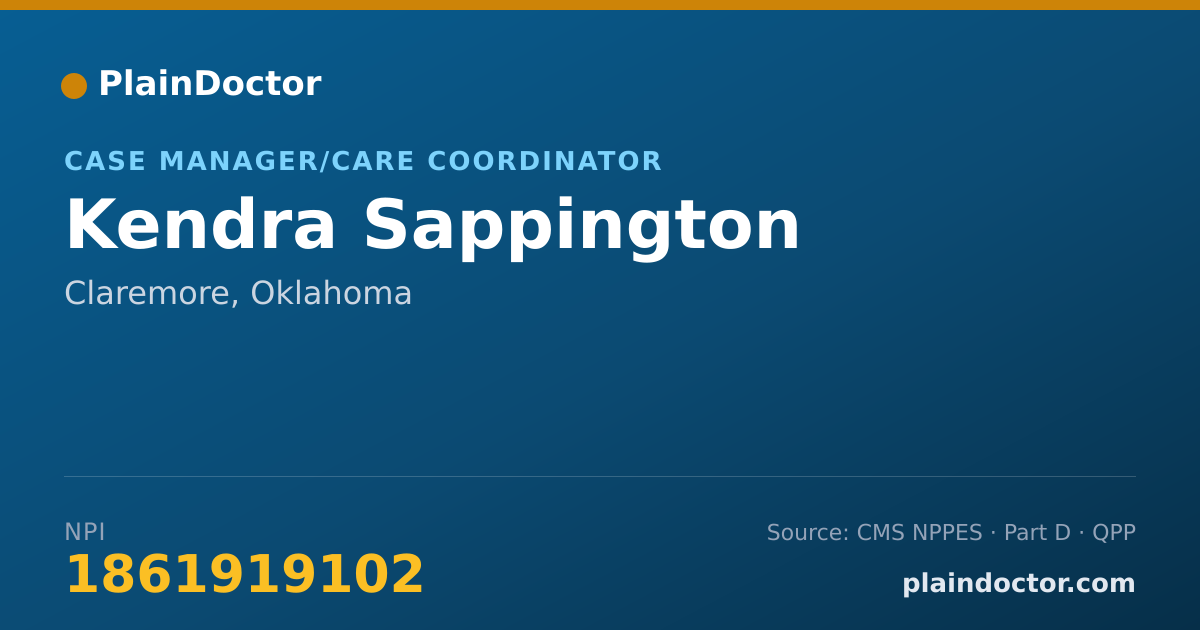 Shareable card for Kendra Sappington - Case Manager/Care Coordinator, Claremore, OK