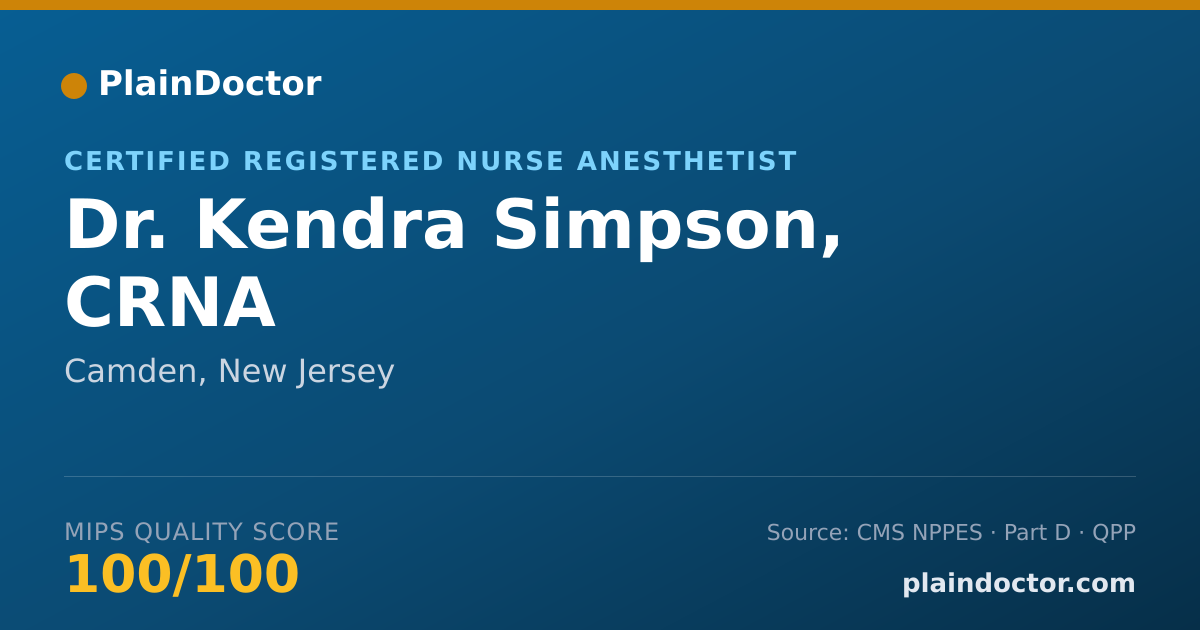 Shareable card for Kendra Simpson, CRNA - Certified Registered Nurse Anesthetist, Camden, NJ