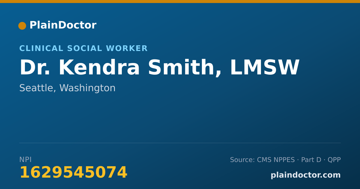 Shareable card for Kendra Smith, LMSW - Clinical Social Worker, Seattle, WA