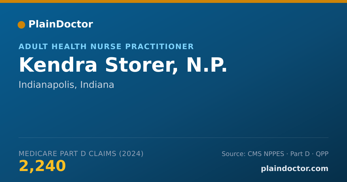 Shareable card for Kendra Storer, N.P. - Adult Health Nurse Practitioner, Indianapolis, IN