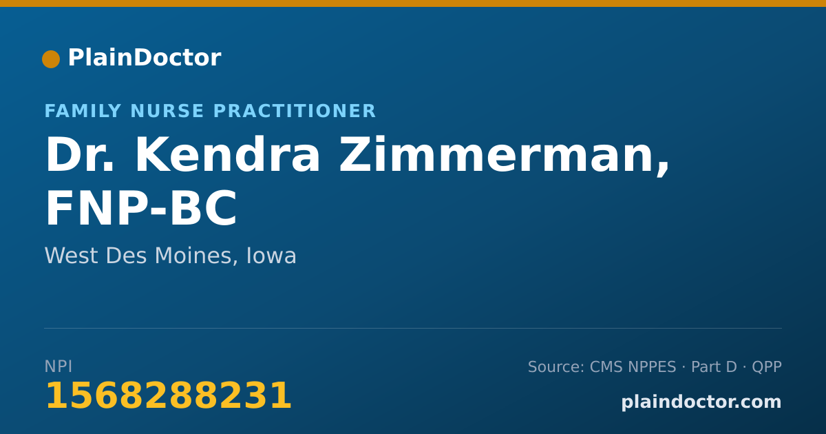Shareable card for Kendra Zimmerman, FNP-BC - Family Nurse Practitioner, West Des Moines, IA