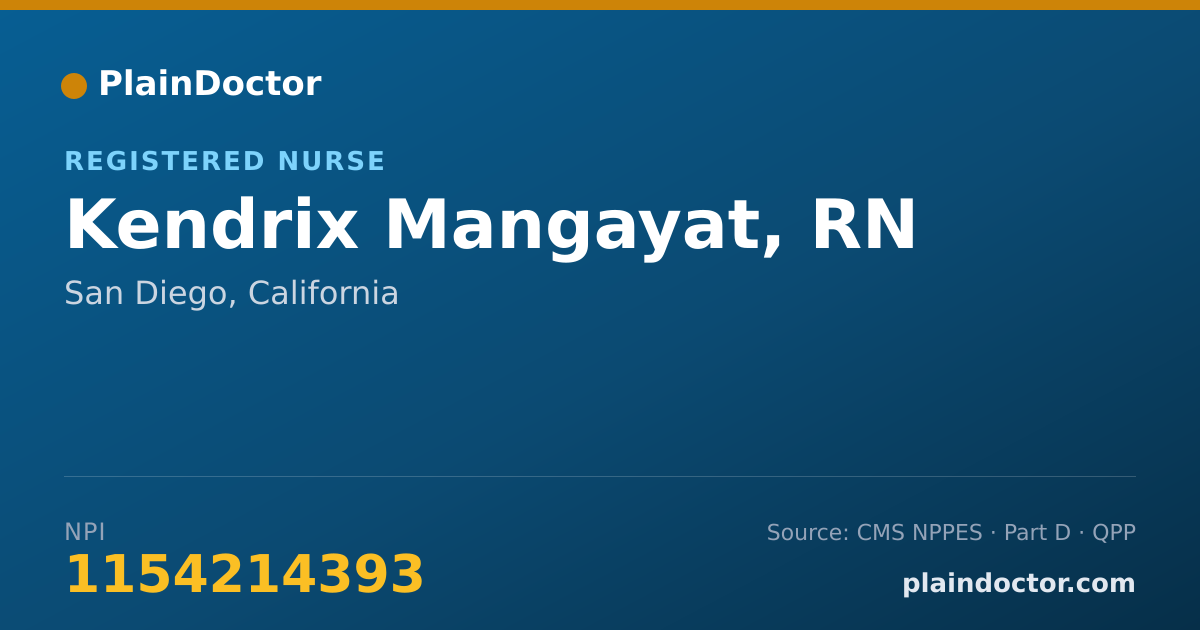 Shareable card for Kendrix Mangayat, RN - Registered Nurse, San Diego, CA