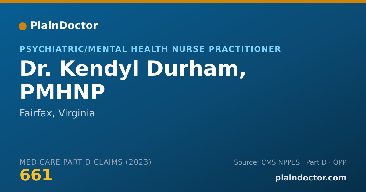 Shareable card for Kendyl Durham, PMHNP - Psychiatric/Mental Health Nurse Practitioner, Fairfax, VA
