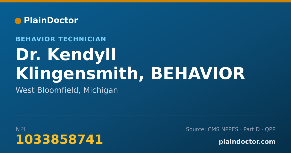 Shareable card for Kendyll Klingensmith, BEHAVIOR TECHNICIAN - Behavior Technician, West Bloomfield, MI