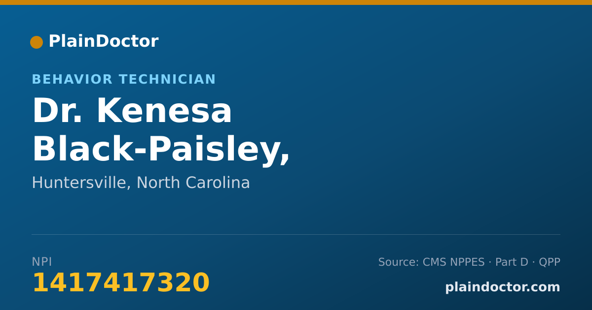 Shareable card for Kenesa Black-Paisley, MS,BCBA,LBA - Behavior Technician, Huntersville, NC