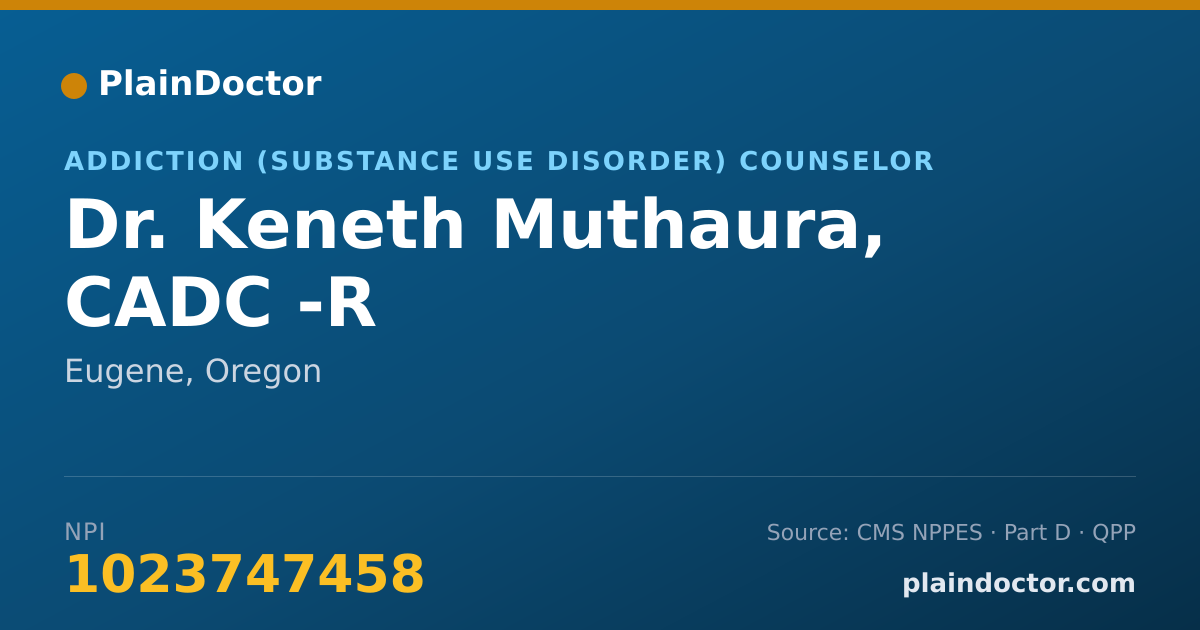 Shareable card for Keneth Muthaura, CADC -R - Addiction (Substance Use Disorder) Counselor, Eugene, OR