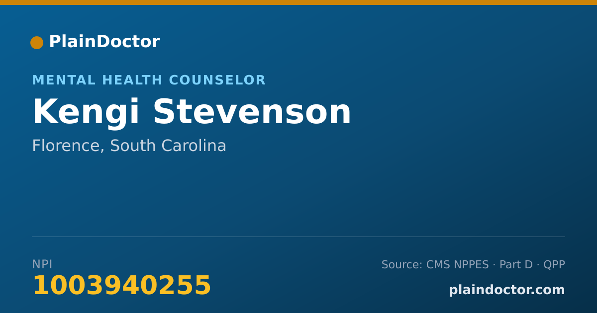 Shareable card for Kengi Stevenson - Mental Health Counselor, Florence, SC