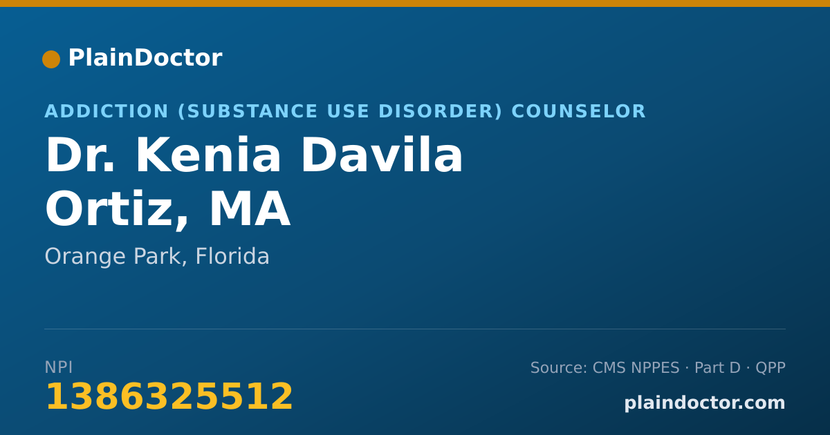 Shareable card for Kenia Davila Ortiz, MA - Addiction (Substance Use Disorder) Counselor, Orange Park, FL