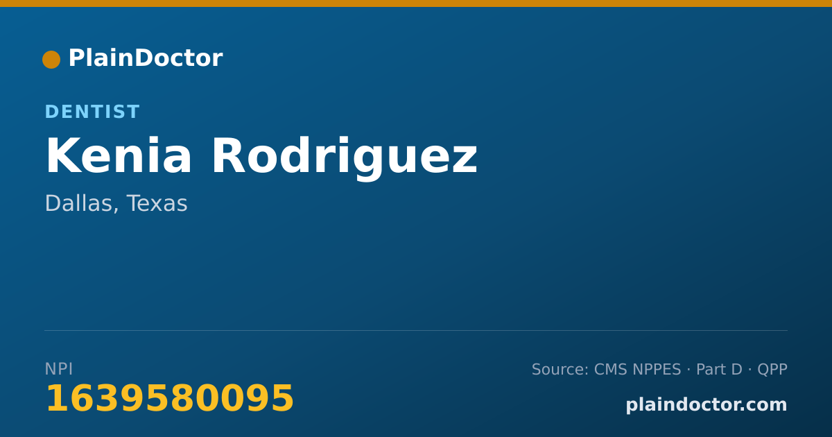 Shareable card for Kenia Rodriguez - Dentist, Dallas, TX