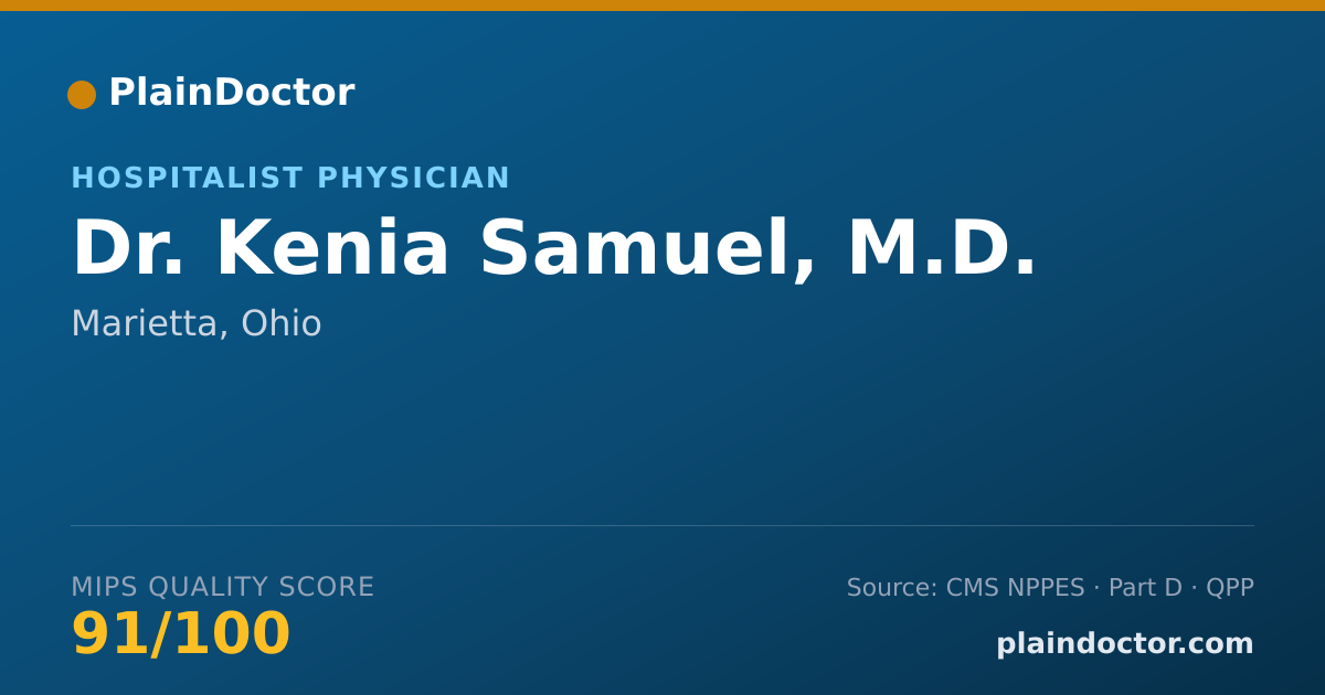 Shareable card for Kenia Samuel, M.D. - Hospitalist Physician, Marietta, OH