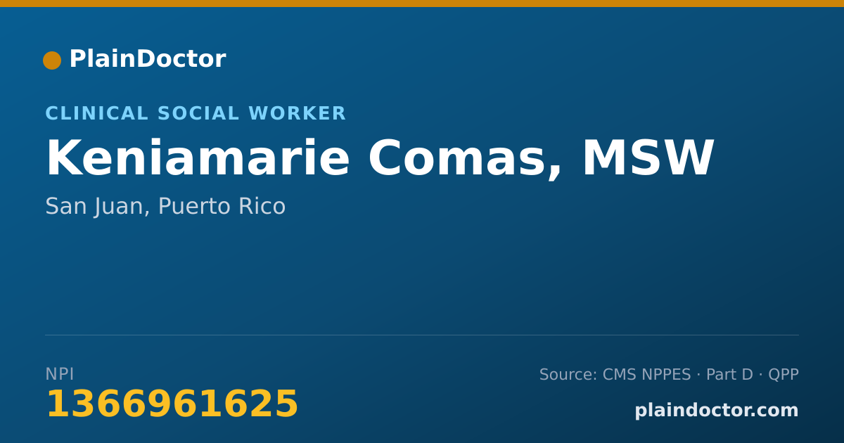 Shareable card for Keniamarie Comas, MSW - Clinical Social Worker, San Juan, PR