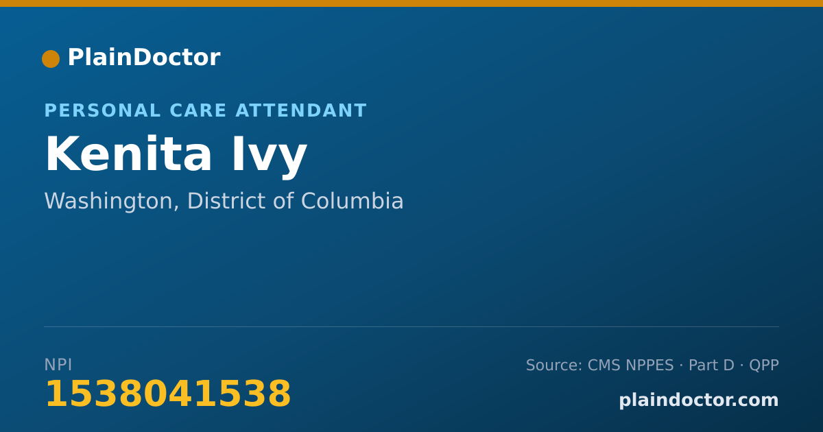 Shareable card for Kenita Ivy - Personal Care Attendant, Washington, DC