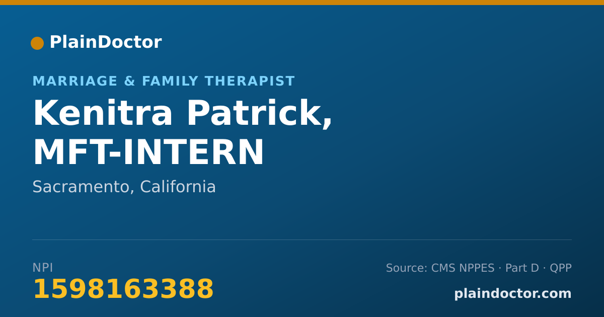 Shareable card for Kenitra Patrick, MFT-INTERN - Marriage & Family Therapist, Sacramento, CA