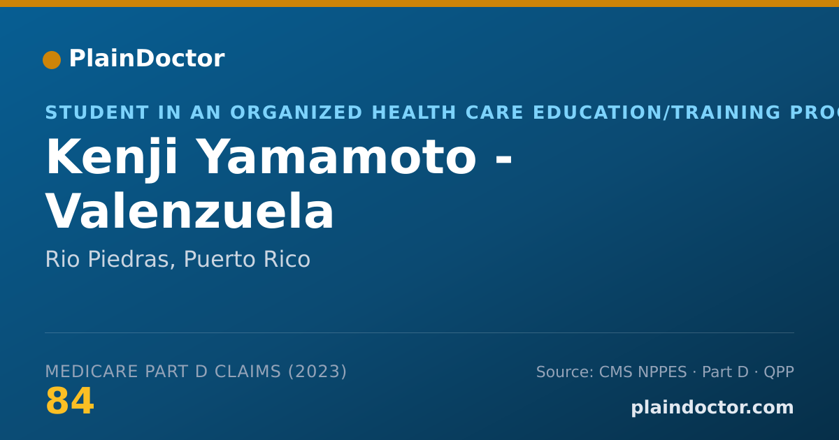 Shareable card for Kenji Yamamoto - Valenzuela - Student in an Organized Health Care Education/Training Program, Rio Piedras, PR
