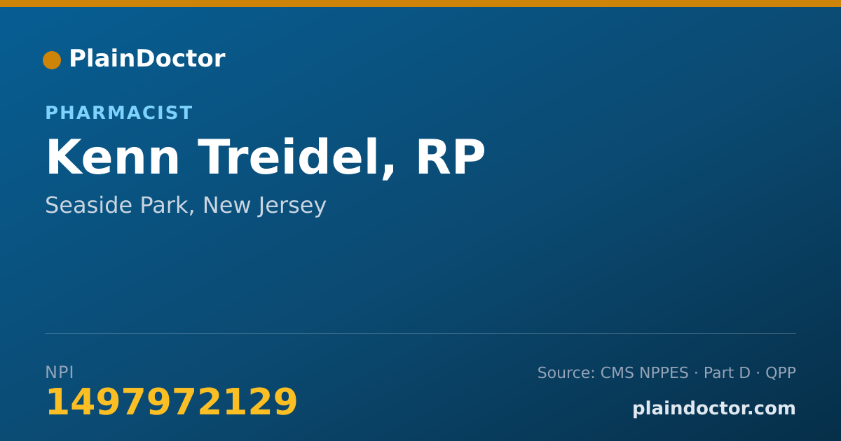 Shareable card for Kenn Treidel, RP - Pharmacist, Seaside Park, NJ