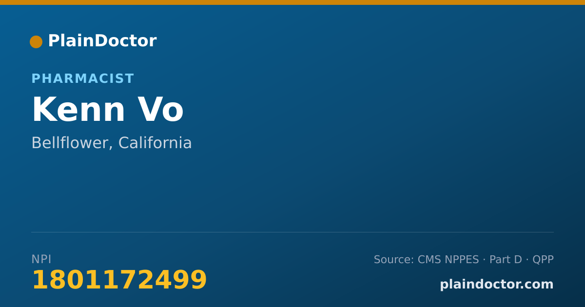 Shareable card for Kenn Vo - Pharmacist, Bellflower, CA