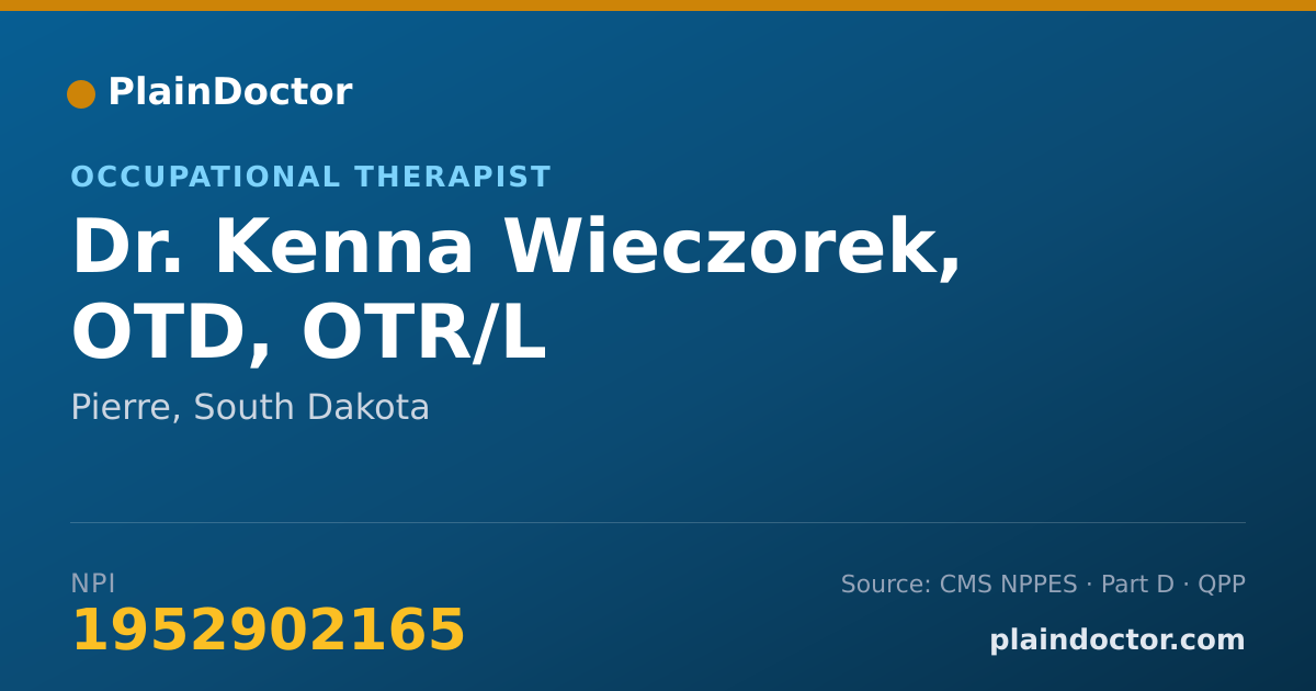 Shareable card for Kenna Wieczorek, OTD, OTR/L - Occupational Therapist, Pierre, SD