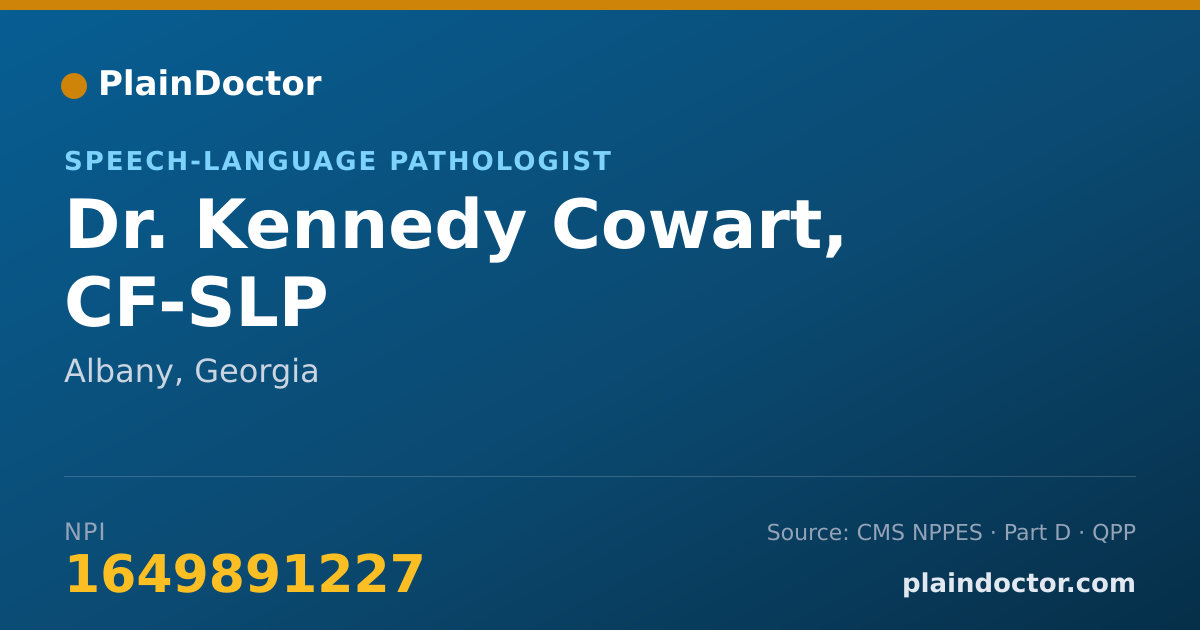Shareable card for Kennedy Cowart, CF-SLP - Speech-Language Pathologist, Albany, GA