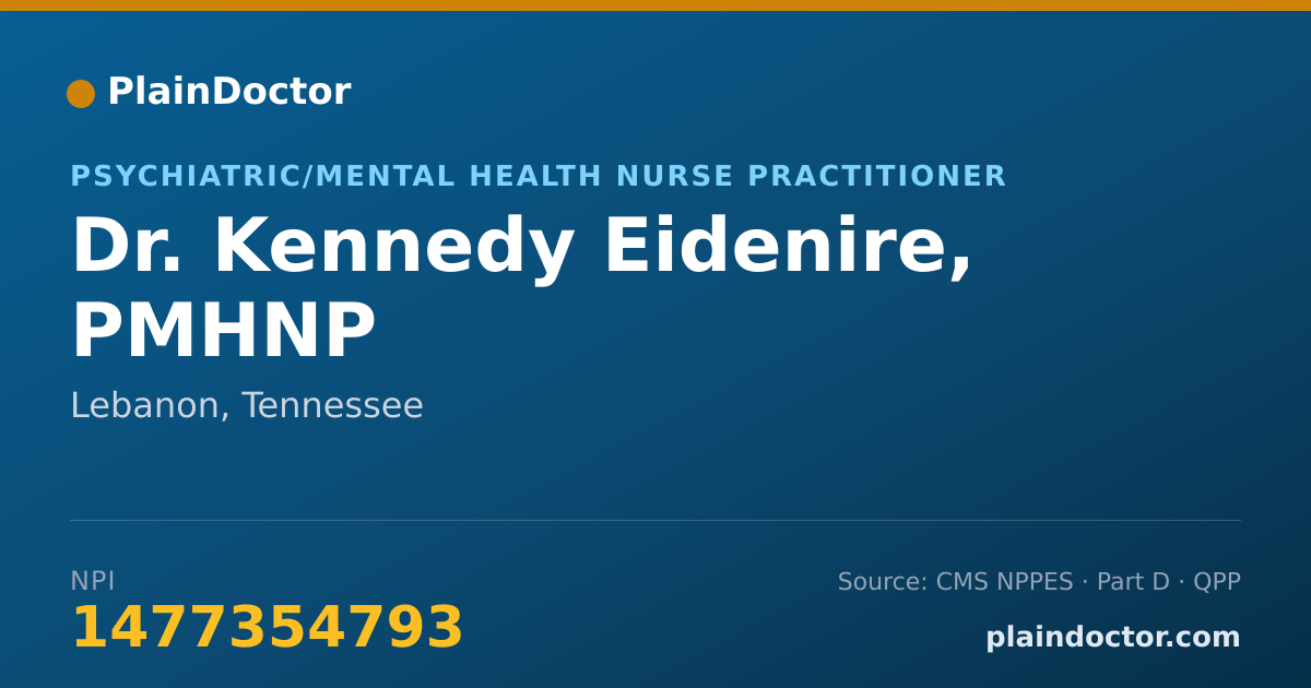 Shareable card for Kennedy Eidenire, PMHNP - Psychiatric/Mental Health Nurse Practitioner, Lebanon, TN