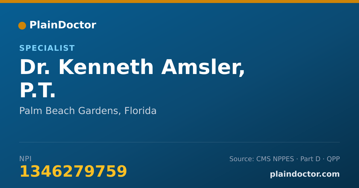 Shareable card for Kenneth Amsler, P.T. - Specialist, Palm Beach Gardens, FL