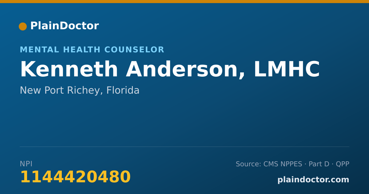 Shareable card for Kenneth Anderson, LMHC - Mental Health Counselor, New Port Richey, FL