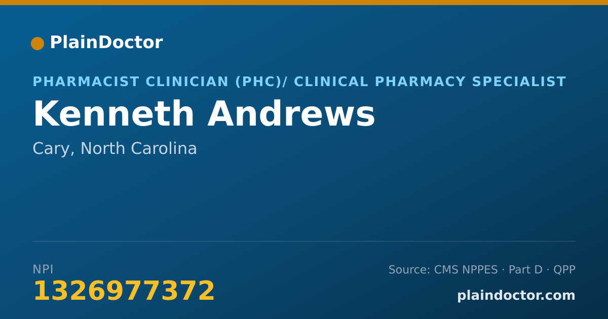 Shareable card for Kenneth Andrews - Pharmacist Clinician (PhC)/ Clinical Pharmacy Specialist, Cary, NC