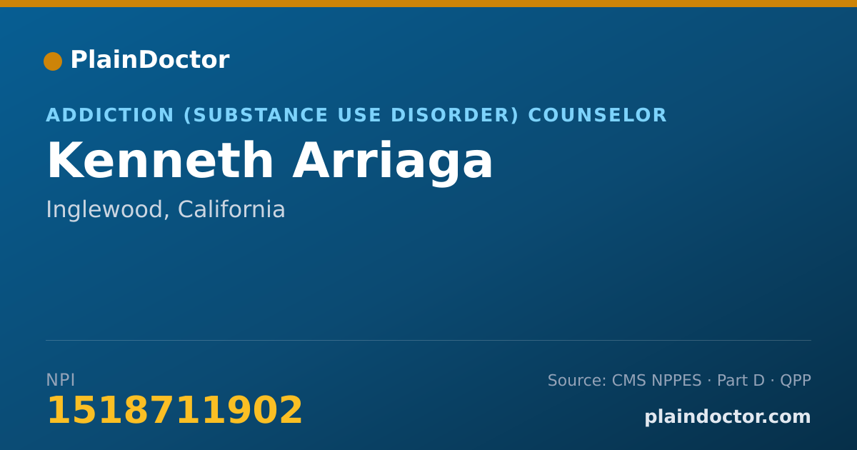 Shareable card for Kenneth Arriaga - Addiction (Substance Use Disorder) Counselor, Inglewood, CA