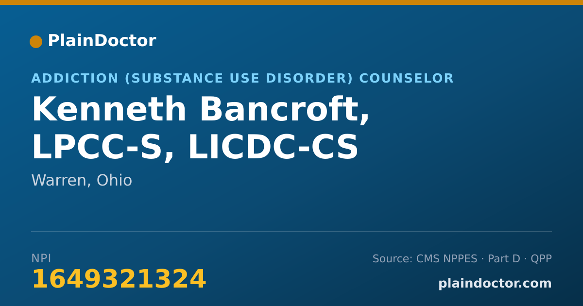 Shareable card for Kenneth Bancroft, LPCC-S, LICDC-CS - Addiction (Substance Use Disorder) Counselor, Warren, OH
